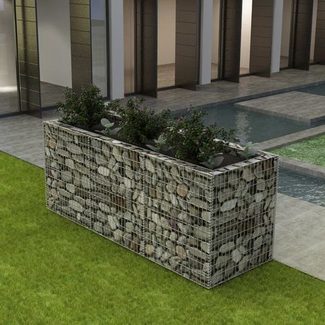 Lit surélevé à gabion Jardinière à gabion Panier de Gabion de Jardin décoratif Acier 270x90x100 cm KOL8396 (1/5)