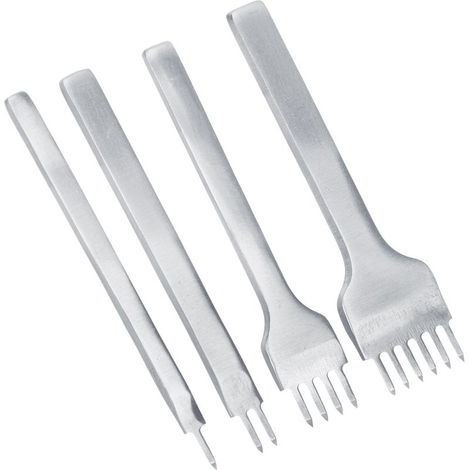 Lot DIY outil de perforation cuir 3mm espacement, lot de 4 poinçons à coudre 1+2+4+6 dents, pour artisanat maroquinerie et couture main (1/5)