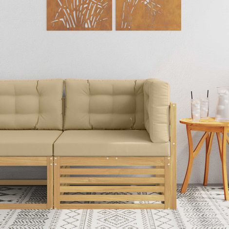 Canapé d'angle extérieur Bois d'Acacia Massif Blanc vidaXL