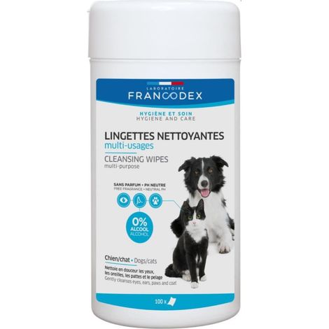 Lingettes nettoyantes multi-usages pour chien, chat et rongeur - Francodex (1/2)
