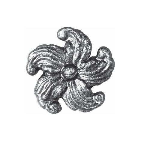 Rosace avec motif floral estampé - Diamètre 68mm épaisseur 10mm - Fer forgé - À souder - DECO FER FORGE (1/2)