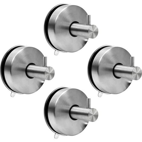 Ganci a ventosa estremamente resistenti, senza bisogno di forare, realizzati in acciaio inox 304. Accessori per riporre asciugamani da bagno e da cucina (set da 4). - Crezuo (1/4)
