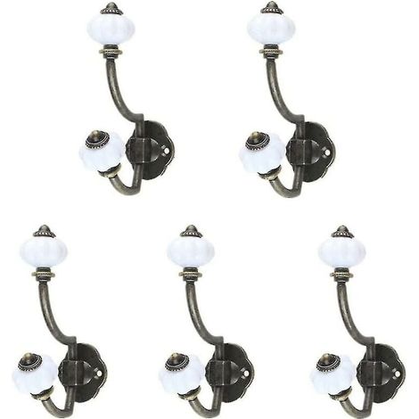 5er-Pack Retro-Kleiderhaken aus Keramik in Bronze, Wandhaken im Pastoralstil (1/4)