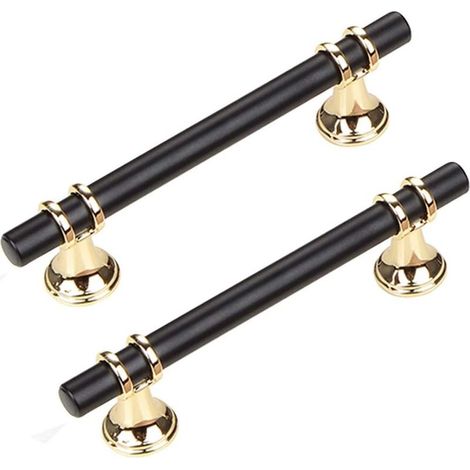 Lot de 2 poignées de meuble, poignée de porte de chambre, poignée de porte moderne, poignée de porte, poignée de luxe minimaliste moderne, poignée de porte d'armoire, poignée de tiroir, noir 128 mm (1/3)