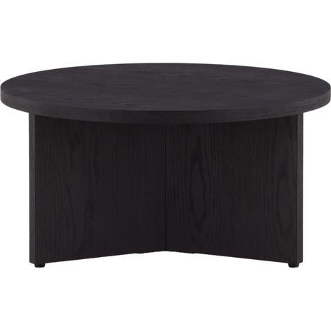 Table basse ronde en bois ø85cm - Noir - Salto (1/5)