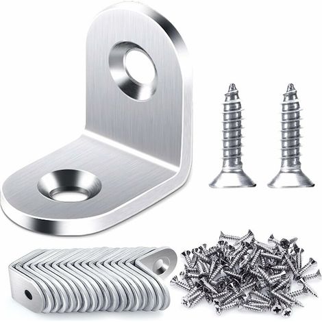 EASYCOMFORT 20 PCS 20x20mm Angle Droit Support, Fixation Équerre Inox 90 Degrés Support De Coin, support d'angle en forme de L Livré Avec Vis (1/5)