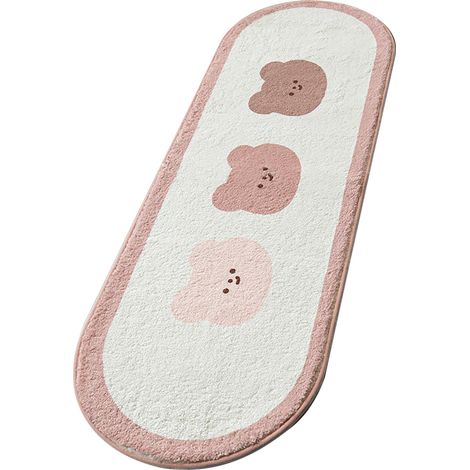 Tapis de sol ovale doux à motif ours brun, décoratif pour chambre, entrée et maison, moelleux et mignon (1/5)