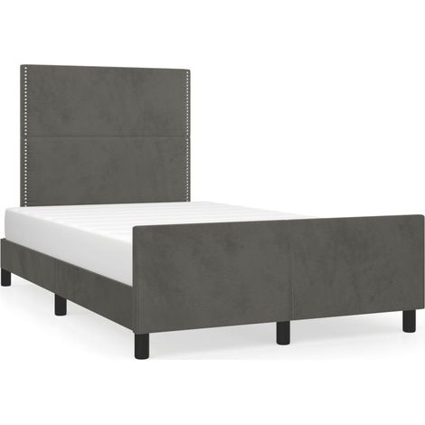 Lit double  Lit adulte  Cadre de lit sans matelas gris foncé 120x190 cm velours (1/5)