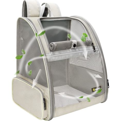 Sac à dos de transport pour petits chats et chiens, conception ventilée, idéal pour les voyages, la randonnée et les activités de plein air (beige) (1/5)