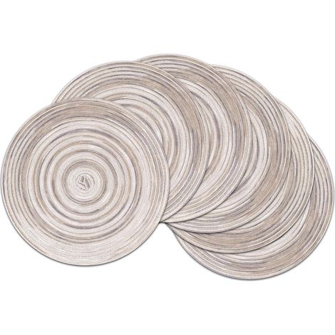 Lot de 6 Set de Table Rond Coton Tressé Set de Table Lavable Résistantes à la Chaleur Antidérapant pour Salle à Manger, Cuisine, Mariage, Fête - 38x38 cm (1/4)