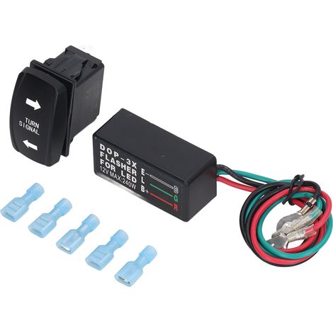 Interrupteur à bascule clignotant LED étanche antichoc 240W Moto Relais clignoteur DC12V (1/5)