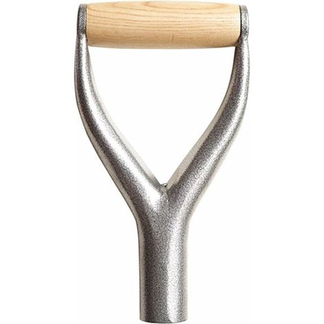 Shovel D Grip Handle, Metal Snow Shovel Replacement Handles with Wooden Grip for Digging Raking Tool, Hand Protect Garden Accessories, 23x12cm/9.05x4.7inch(Silver) (1/4)