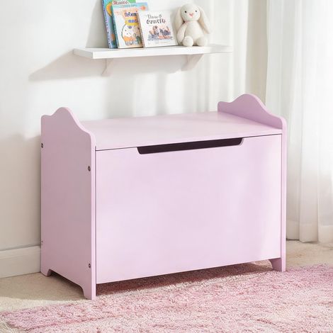 Coffre à jouets rose en MDF avec vérin pneumatique (1/5)