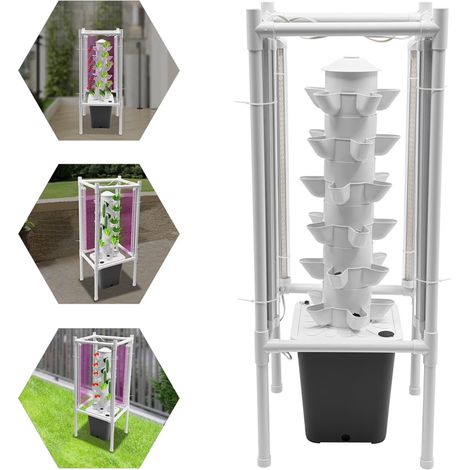 Sistema de cultivo hidropónico con iluminación LED de 360°, incluye 30 macetas, una estructura de cultivo vertical para interiores