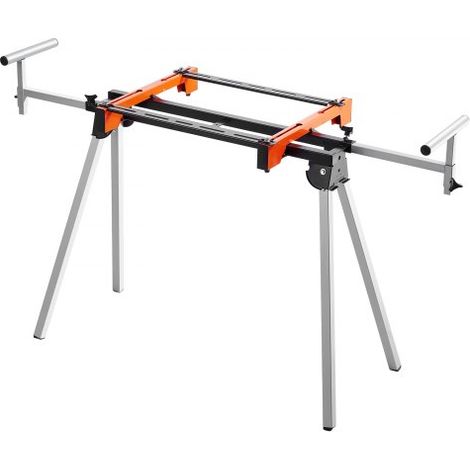Soporte para Sierra Ingletadora de Acero con Abrazaderas de Soporte de Montaje de Una Pieza Carga de 136,1 kg Altura y Longitud Ajustables, Soporte para Sierra Ingletadora Portátil y Plegable (1/5)