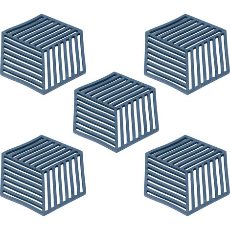 Lot de 5 dessous de plat hexagonaux en silicone résistant à la chaleur, pour boissons et plats chauds en extérieur (bleu).