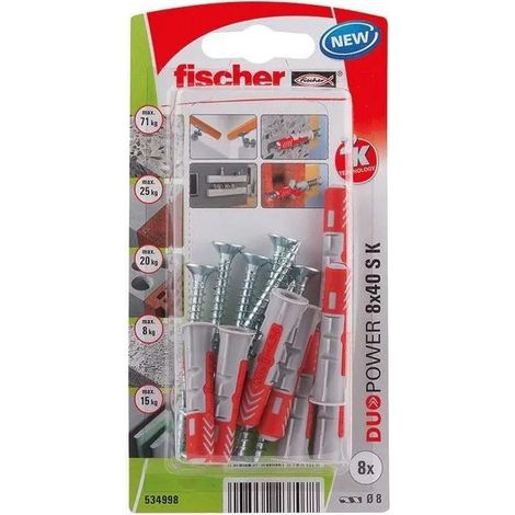 Tasselli DUOPOWER 8x40 con viti 5x60, 8 pezzi (1/3)