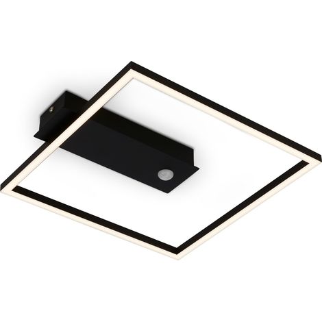 Plafonnier LED Frame, Plafonnier LED blanc chaud, Lampe avec détecteur, Lampe de salon, Lampe de chambre, 320x300x50 mm (LxlxH), Noir (1/5)