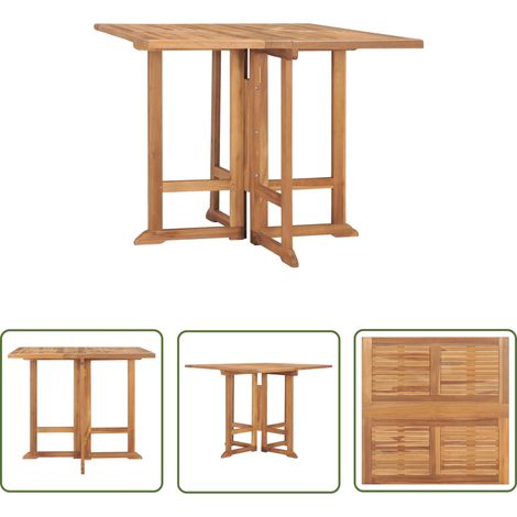 The Living Store Table à dîner pliable de jardin Ø90x75 cm Bois de teck solide - Table De Jardin - Table À Manger Extérieure - Table Pliante - Teck - Mobilier De Jardin (1/5)