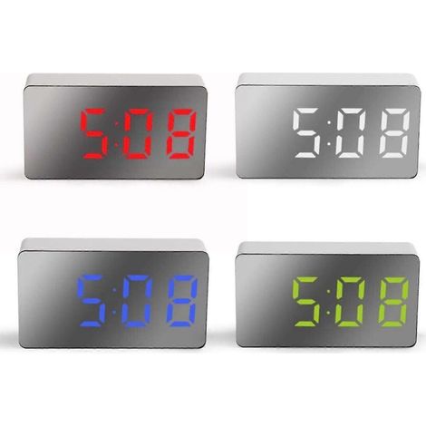 Réveil LED, réveil numérique, calendrier, fonction snooze - Rouge (1/5)