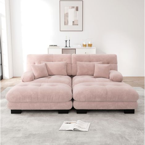 Sofa Sitzmöbel modular Chenille Rosa Ottomans OKMYHOME (1/5)