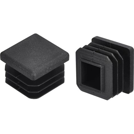 Lot de 20 bouchons carrés en plastique pour tuyaux de 20 mm x 20 mm (0,79 pouce) pour rampes d'escalier, mains courantes et tuyaux noirs. (1/4)