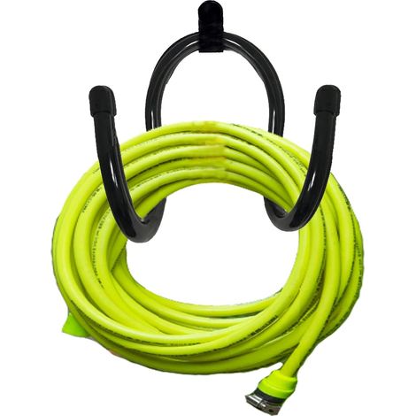 ZOLGINAH Soporte de pared para manguera de jardín de metal - Sostiene fácilmente un gancho ajustable de 15" (sostiene 20 libras) Valla de eslabones de cadena perfecta y soporte de pared, negro (1/5)