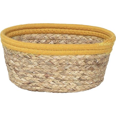 Ovaler korb aus baumwolle mit pflanzlichen stoffen 21x16x9 cm - natur orange - Tendance