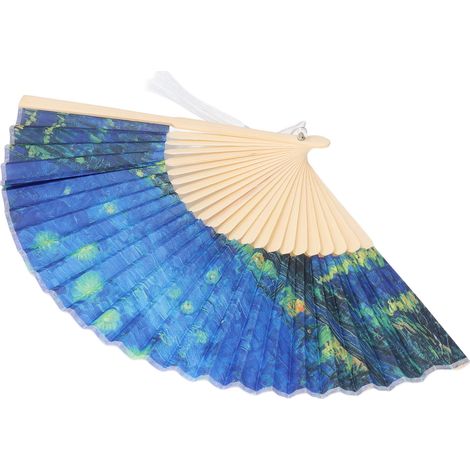 Éventail pliable à main en bambou de 21 cm, idéal pour se rafraîchir en été, pour spectacles, décoration intérieure (Type 1). (1/5)
