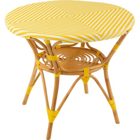 Table à Manger en Rotin "Danial" 90cm Jaune