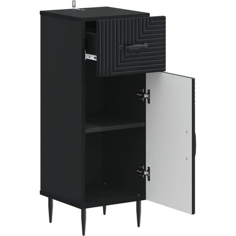 Meuble de Rangement pour Salle de Bain, Armoire de Toilette sur Pied avec Étagères Réglables, Organisateur Mural Noir Mat, Solution de Stockage Compacte et Moderne (1/5)