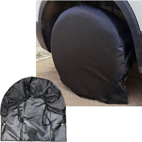 Pack de 4 Vattentäta Däcköverdrag för Reservhjul, Släpvagn, Husbil, Däckkorrosionsskydd, Svart, L