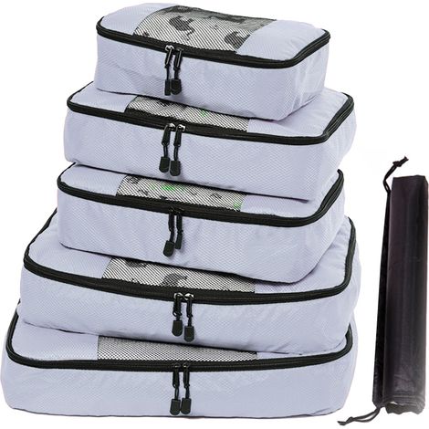 Cubes de rangement de voyage, ensemble de 5 pièces pour organiser vos bagages (sac et valise). (1/5)