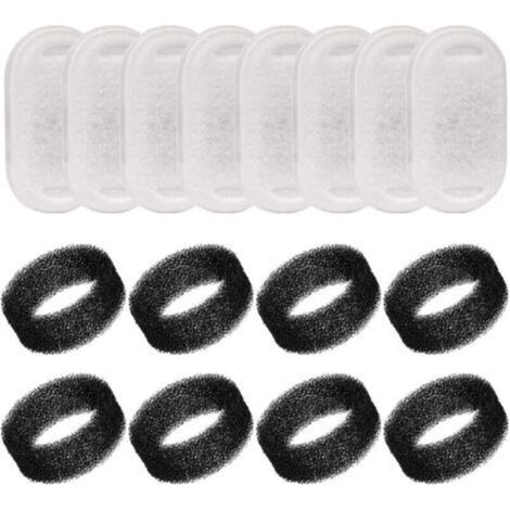 Filters for Cat Fountains, 16 Pieces Replacement Filters for Cat and Dog Fountains, Activated Carbon Filter for Cat Fountain 3.2L Stainless Steel (8+8 Pieces) (1/4)