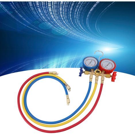 Doppelventil mit Kältemittelzugabe für R22/R12/R404/R134a/Premium, Stoßdämpfungsband, Vakuummeter, explosionsgeschütztes Rohr (verpackt) (1/5)