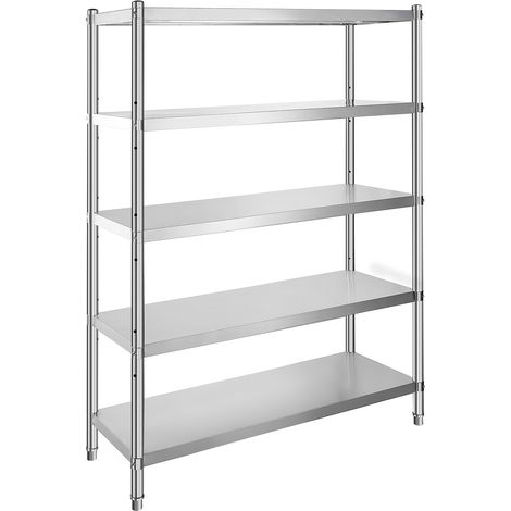 Mophorn Scaffalatura 48x18,5 pollici, ripiani regolabili a 5 livelli, in acciaio inox, per cucina e garage, con piedini regolabili (1/5)