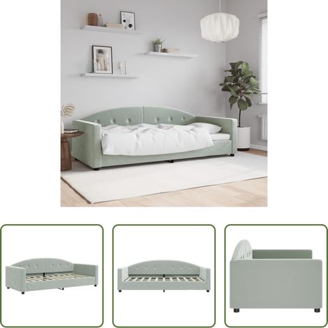 Sofa - Tagesbett Hellgrau 90x190 cm Samt (1/5)