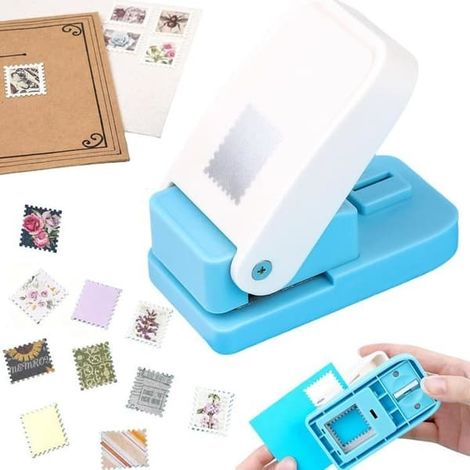 Perforatrice rectangulaire en forme de tampon (2,5 x 2 cm), portable, à levier, à bord ondulé, à faire soi-même. (1/5)