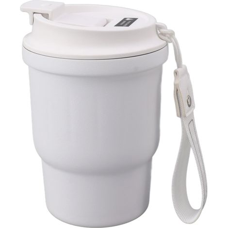 450-ml-Isolierbecher aus Edelstahl, doppelwandig mit rutschfester, weißer, lebensmittelechter Silikonbeschichtung, ideal zum Wandern, Reisen und fürs Auto (1/5)