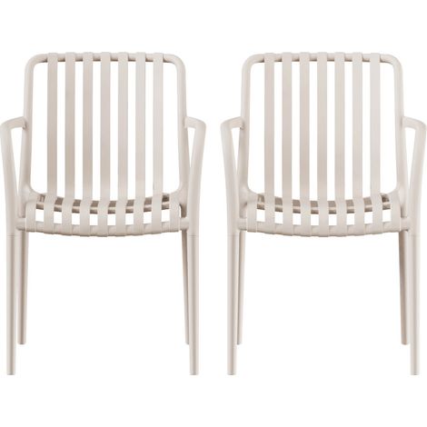 Lot 2 fauteuils jardin résine chaises extérieur terrasse balcon Brano