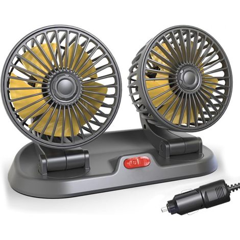 Ventilateur Voiture Double Tête - 2 Unités - ABS - Rotation 360 Degrés - SUV Camping Car - 26,5x15x9,5cm (1/5)