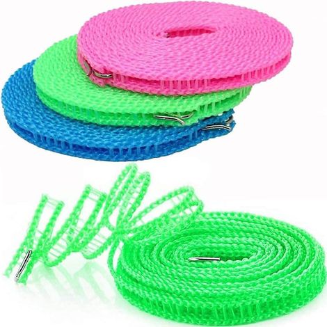 Lot de 4 cordes à linge portables coupe-vent pour le camping, avec cintres réglables (1/5)