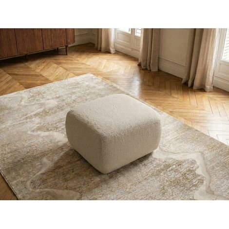 BOBOCHIC - Pouf MONTAIGNE tissu bouclette   Beige