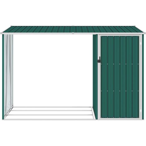 INLIFE Abri à bois de jardin Vert 245x98x159 cm Acier galvanisé (1/5)