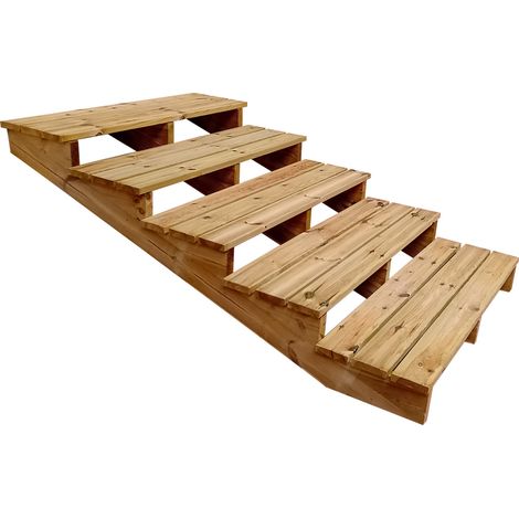 Escalier en colimaçon bois autoclave classe 4 – 5 marches XL 68cm – Largeur 120cm – Confort de montée et descente amélioré