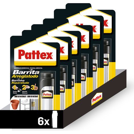 Pack de 6 Unidades Pattex Barrita Arreglatodo. Masilla Adhesiva Universal que Reconstruye, Sella y Pega (1/5)