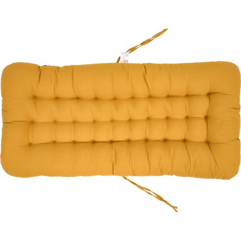 Ginger Yellow Chair Cushion with Elastic and Straps, Backrest, 85cm L x 45cm W (1/5)