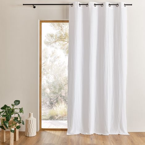 Rideau en gaze de coton tamisant à oeillets Blanc 130x240 cm