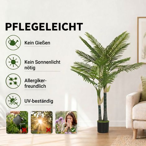 Palmier artificiel 150cm avec 16 branches, grande plante artificielle en pot vert pour décoration salon balcon (1/3)