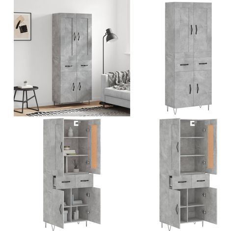 Credenza Grigio Cemento 69,5x34x180 cm in Legno Multistrato - Credenza grigio cemento - Credenza moderna